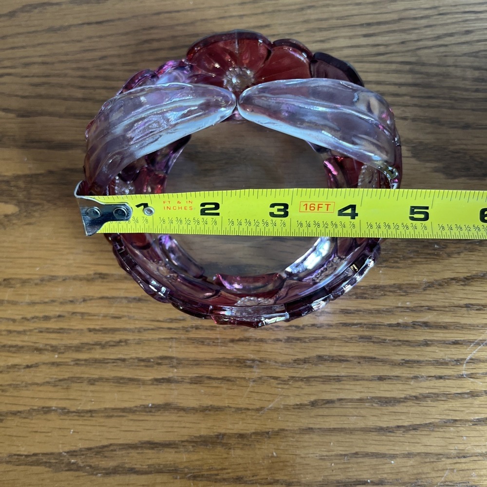 Vintage Westmoreland Dogwood Pansy Purple & Pink Glass Basket, Trinket Dish - Picture 9 of 11